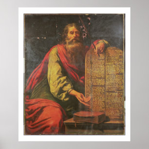 Moses en de tabletten van de wet poster