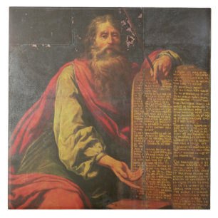 Moses en de tabletten van de wet tegeltje