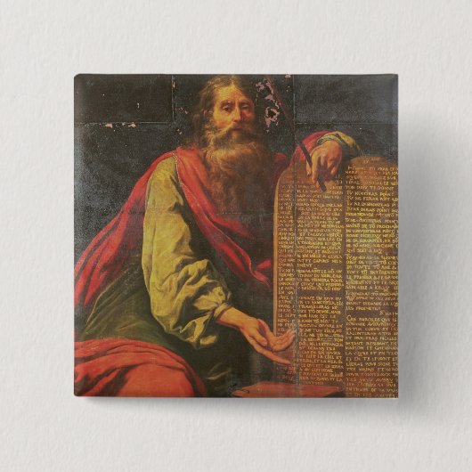 Moses en de tabletten van de wet vierkante button 5,1 cm (Voorkant)
