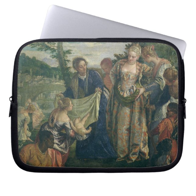 Moses gered uit de Nijl, 1580 (olie op canvas) Laptop Sleeve (Voorkant)