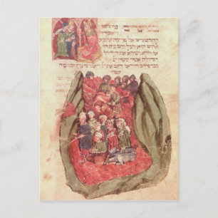 Moses leidt de kinderen van Israël over de hele we Briefkaart