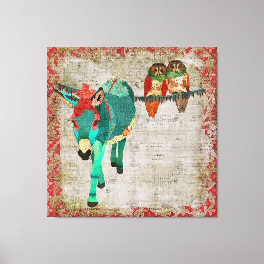 Moses Ruby Roos Uilen Art Canvas Afdruk (Voorkant)