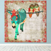 Moses Ruby Roos Uilen Art Canvas Afdruk (Insitu (Houten vloer))