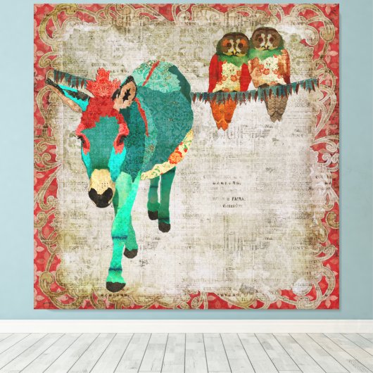 Moses Ruby Roos Uilen Art Canvas Afdruk (Insitu (Houten vloer))
