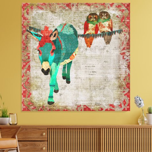 Moses Ruby Roos Uilen Art Canvas Afdruk (Insitu (Woonkamer))