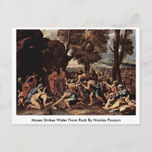 Moses slaat water van steen aan door Nicolas Pouss Briefkaart