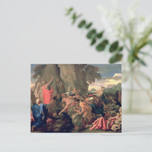 Moses Striking Water from the Rock, 1649 Briefkaart (Staand voorkant)