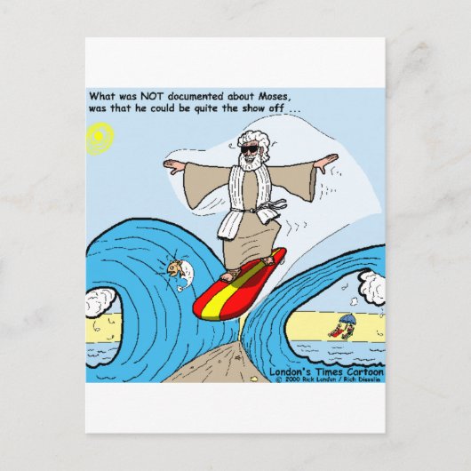 Moses Surfs Funny Cartoon T - shirts Gifts Collect Briefkaart (Voorkant)