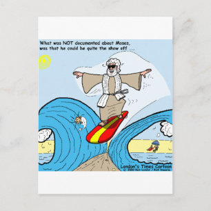 Moses Surft Grappige Cartoon T-shirts Cadeaus Verz Briefkaart