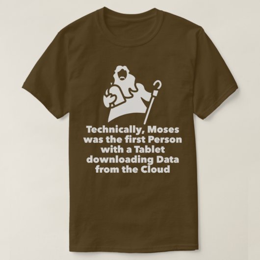 Moses Tablet die gegevens downloadt vanaf de cloud T-shirt (Design voorkant)