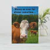 Mosey On Over Dinner Country Cow Ranch Farm Style  Kaart (Staand voorkant)