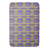 Mosgroen badmat met paarse bloemen (Voorkant Verticaal)