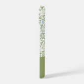 Mosgroen Damast Patroon Monogram iPhone 15 Case (Linkerkant)