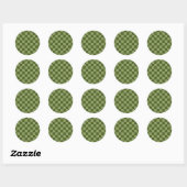 Mosgroen dambord ronde sticker (Vel)