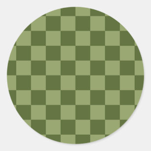 Mosgroen dambord ronde sticker