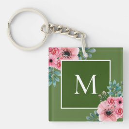 Mosgroen | Floral Photo Monogram Key Ring Sleutelhanger