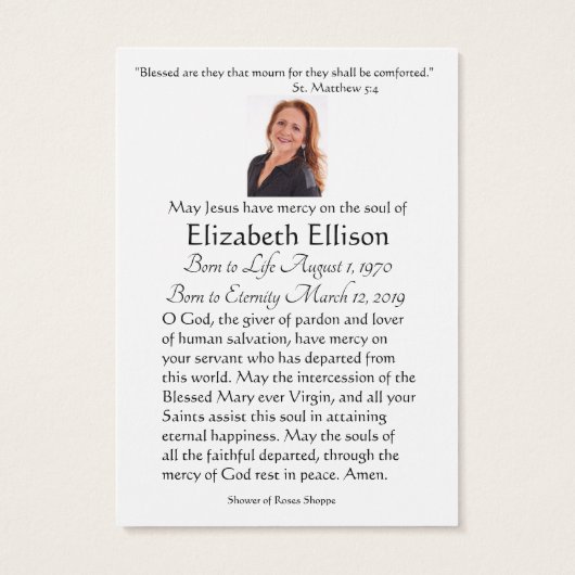 Mosgroen Keltisch Kruis Uitvaart Gebed Visitekaartje (Achterkant)