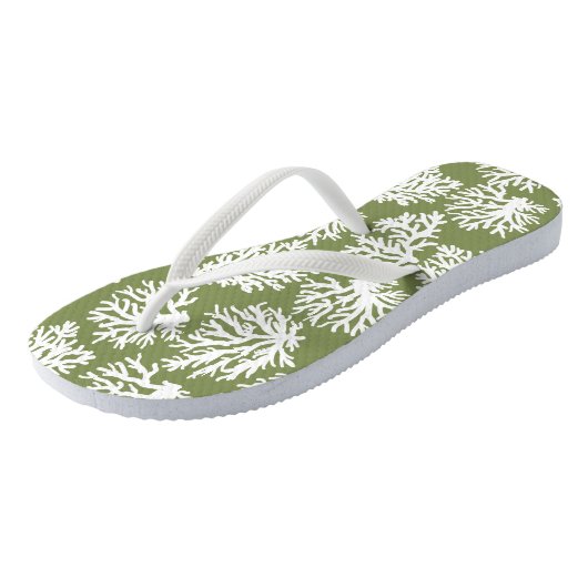 Mosgroen modern  Wit koraalriffen strand    Teenslippers (Schuin)