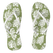 Mosgroen modern  Wit koraalriffen strand    Teenslippers (Voetbed)