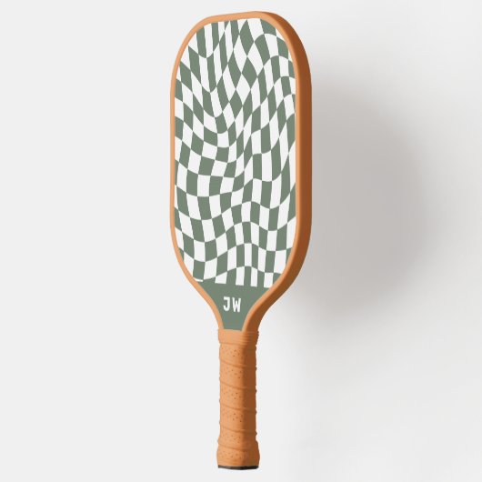 Mosgroen Monogram  golvend geruit Pickleball Paddle (Links)