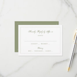 Mosgroen Monogram Klassieke Trouwjurk RSVP Kaartje