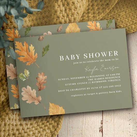 Mosgroen | Rustiek Bos Thema Herfst Baby shower Kaart