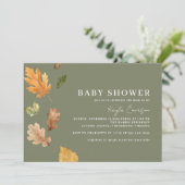 Mosgroen | Rustiek Bos Thema Herfst Baby shower Kaart (Staand voorkant)