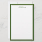 Mosgroen Twee Monogram Dikke en Dunne Rand  Briefpapier (Voorkant)