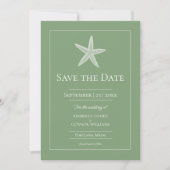 Mosgroen Zeesterren Monogram Foto Save The Date (Voorkant)