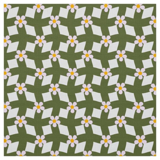 Mosgroene Abstracte Bloemengrid Polyesterstof Stof (Swatch)