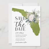 Mosgroene bloem Floridahuwelijk op bestemming Save The Date (Voorkant)