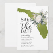 Mosgroene bloem Floridahuwelijk op bestemming Save The Date (Voorkant / Achterkant)