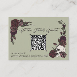 Mosgroene Bloemenskelet & Inkt QR kaart