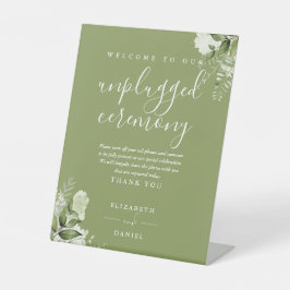 Mosgroene bloemige groenvoorziening Ongestopte cer Reclamebord Met Voetstuk