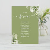 Mosgroene bloemstuk zitplaats plan tafelnummer (Staand voorkant)