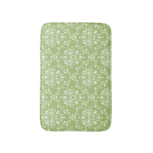 Mosgroene damast badmat (Voorkant Verticaal)