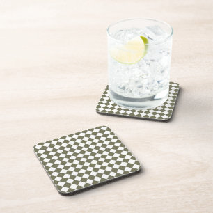 Mosgroene diamant dambordpatroon bier onderzetter