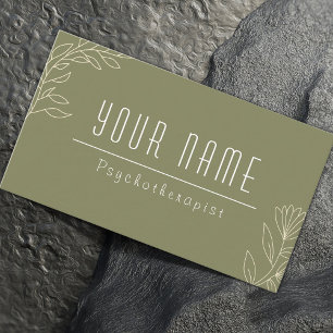Mosgroene Eenvoudige Elegante Psychotherapeut Ther Visitekaartje