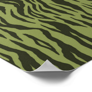 Mosgroene Glamoureuze Tijgerstrepen Dierprint Poster