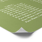 Mosgroene handtekening script huwelijks zitplaatse poster (Hoek)
