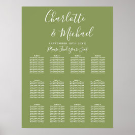 Mosgroene handtekening script huwelijks zitplaatse poster