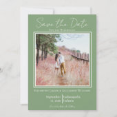 Mosgroene Minimalistische Foto Bewaar de Datum Save The Date (Voorkant)