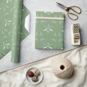 Mosgroene monogram en pijlen cadeaupapier