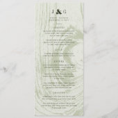 Mosgroene Rustieke Houtnerf Lente Zomer Bruiloft Menu (Voorkant)