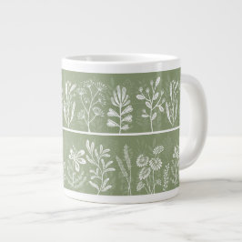 Mosgroene Whimsical Botanische Silhouetten Grote Koffiekop