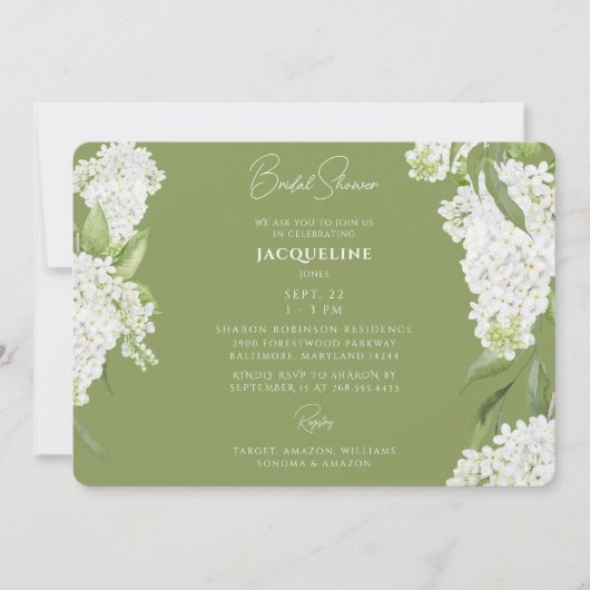 Mosgroene Witte Hydrangea Bruidsdouche II Kaart (Voorkant)