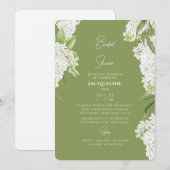 Mosgroene Witte Hydrangea Bruidsuitnodiging Kaart (Voorkant / Achterkant)