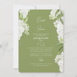 Mosgroene Witte Hydrangea Bruidsuitnodiging Kaart