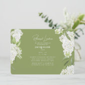 Mosgroene witte Hydrangea's Rehearsal Luncheon Kaart (Staand voorkant)