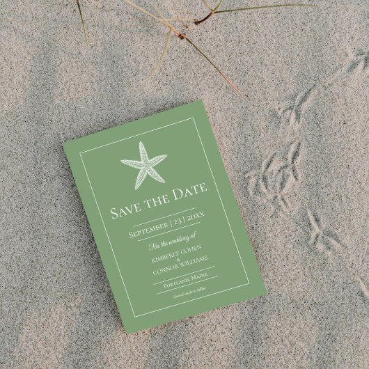 Mosgroene Zeester Monogram Foto Save The Date